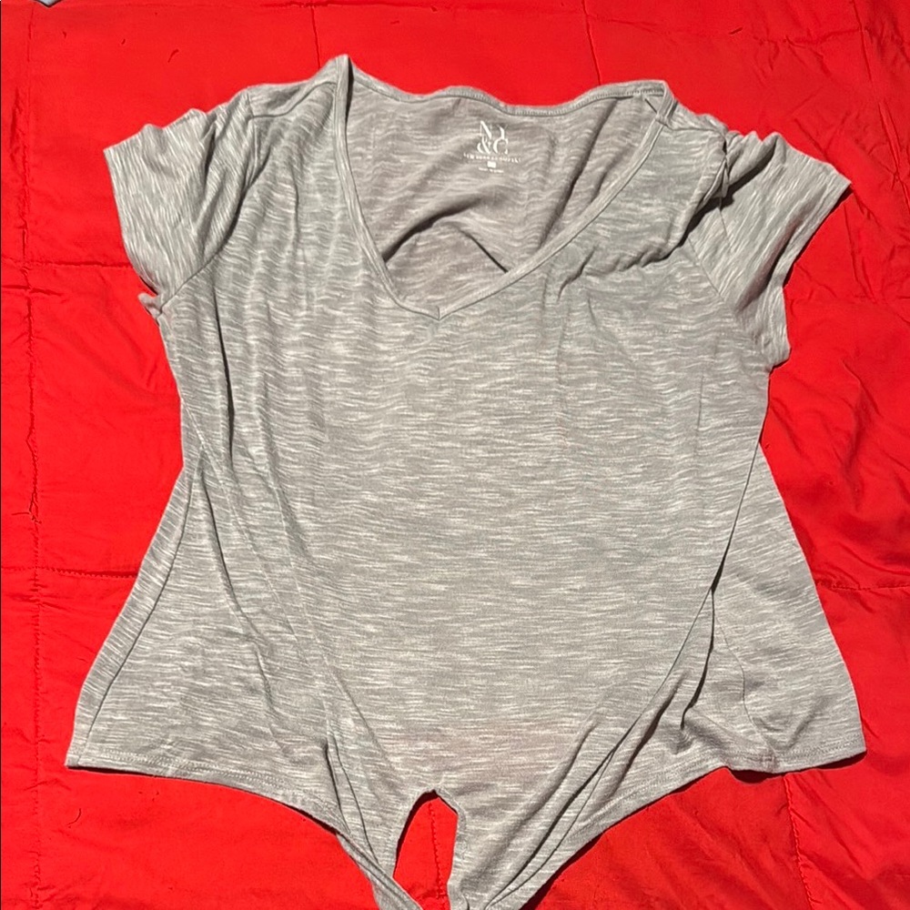 Gray V-Neck Women's Top